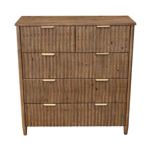Lh Imports Britanica 5 Drawer Chest - Elegant Storage Solution With Sustainable Pine, Brass Handles & Unique Design Brown Full Product In Fsc Reclaimed Pine,Brass Handles Brt004