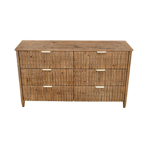 Lh Imports Britanica 6 Drawer Dresser - Elegant Storage Solution With Sustainable Pine & Stylish Brass Handles Brown Full Product In Fsc Reclaimed Pine,Brass Handles Brt006