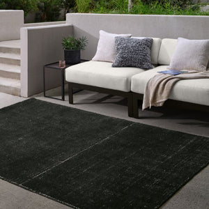 Jaipur Living Jaipur Danan Handwoven Outdoor Runner Rug 3'X10' — Durable Pet Flat-Weave, Heathered Black Gray Texture RUG164390