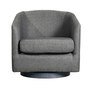 English Elm Landon Commercial Barrel Accent Armchair with 360° Swivel Base for Stylish Comfort in Any Space Dark Gray BS-AC22-060-DKGRY-GG