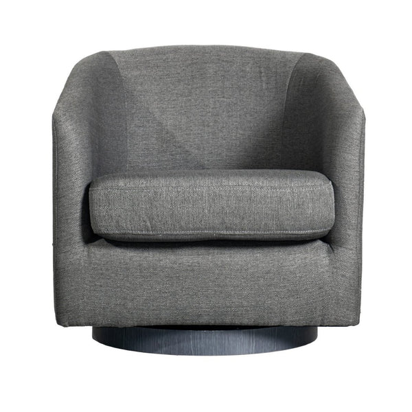 English Elm Landon Commercial Barrel Accent Armchair with 360° Swivel Base for Stylish Comfort in Any Space Dark Gray BS-AC22-060-DKGRY-GG