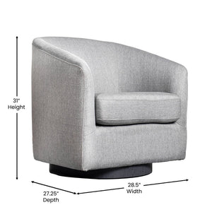 English Elm Landon Commercial Barrel Accent Armchair with 360° Swivel Base for Stylish Comfort in Any Space Light Gray BS-AC22-060-LTGRY-GG