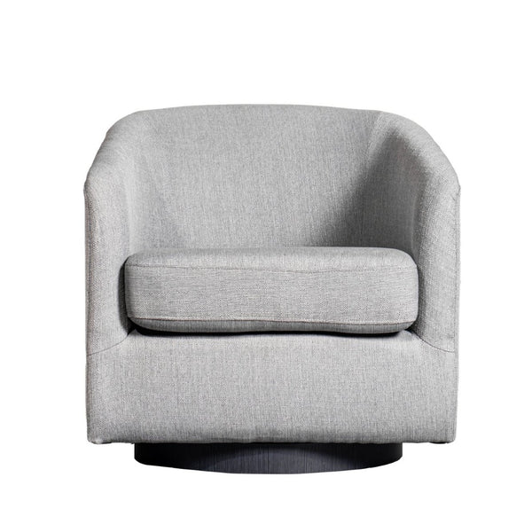 English Elm Landon Commercial Barrel Accent Armchair with 360° Swivel Base for Stylish Comfort in Any Space Light Gray BS-AC22-060-LTGRY-GG