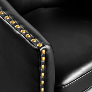 English Elm Myles Club Style Commercial Barrel Accent Armchair with 360° Swivel Base for Elegant Seating Solutions Black BS-AC22-061-BLKPU-GG