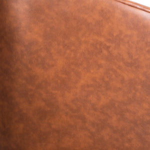 English Elm Dean Club Style Barrel Accent Armchair with 360° Swivel Base for Stylish Comfort in Any Space Brown LeatherSoft BS-AC22-064-BRNPU-GG