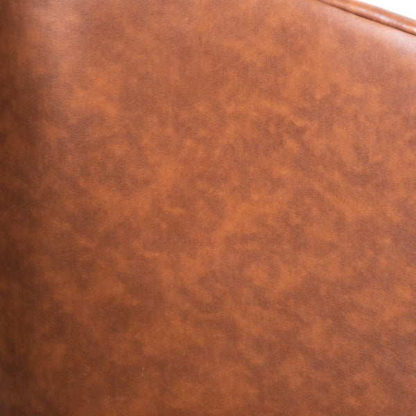 English Elm Dean Club Style Barrel Accent Armchair with 360° Swivel Base for Stylish Comfort in Any Space Brown LeatherSoft BS-AC22-064-BRNPU-GG