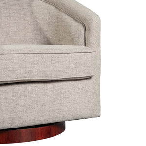 English Elm Dean Club Style Barrel Accent Armchair with 360° Swivel Base for Stylish Comfort in Any Space Cream BS-AC22-064-CRM-GG