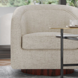 English Elm Dean Club Style Barrel Accent Armchair with 360° Swivel Base for Stylish Comfort in Any Space Cream BS-AC22-064-CRM-GG