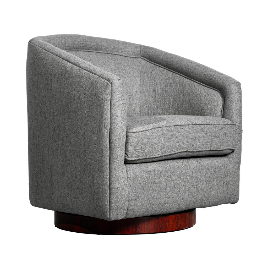 English Elm Dean Club Style Barrel Accent Armchair with 360° Swivel Base for Stylish Comfort in Any Space Gray BS-AC22-064-GRY-GG