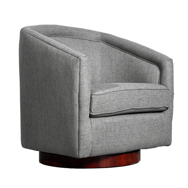 English Elm Dean Club Style Barrel Accent Armchair with 360° Swivel Base for Stylish Comfort in Any Space Gray BS-AC22-064-GRY-GG
