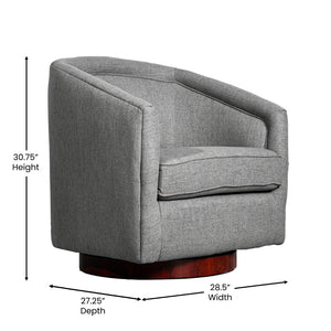 English Elm Dean Club Style Barrel Accent Armchair with 360° Swivel Base for Stylish Comfort in Any Space Gray BS-AC22-064-GRY-GG
