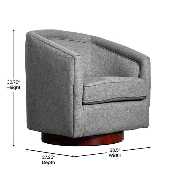 English Elm Dean Club Style Barrel Accent Armchair with 360° Swivel Base for Stylish Comfort in Any Space Gray BS-AC22-064-GRY-GG