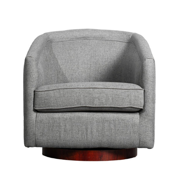 English Elm Dean Club Style Barrel Accent Armchair with 360° Swivel Base for Stylish Comfort in Any Space Gray BS-AC22-064-GRY-GG