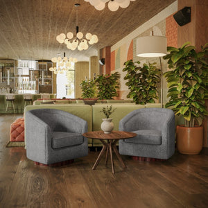 English Elm Dean Club Style Barrel Accent Armchair with 360° Swivel Base for Stylish Comfort in Any Space Gray BS-AC22-064-GRY-GG