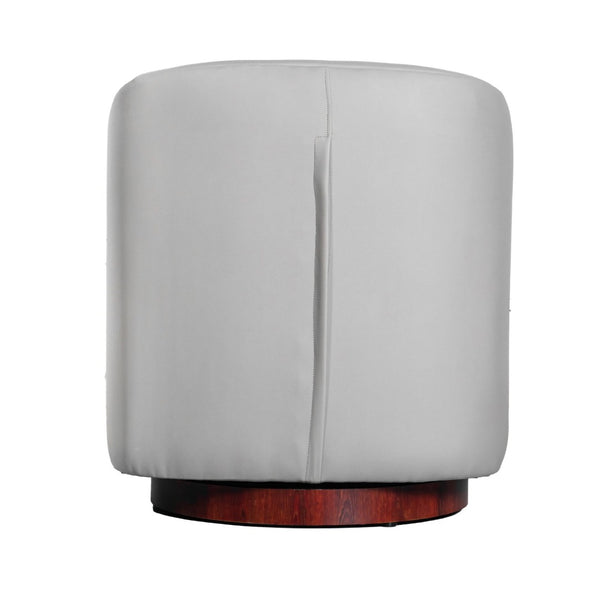 English Elm Dean Club Style Barrel Accent Armchair with 360° Swivel Base for Stylish Comfort in Any Space Gray LeatherSoft BS-AC22-064-GRYPU-GG