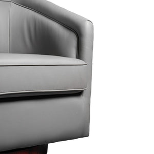 English Elm Dean Club Style Barrel Accent Armchair with 360° Swivel Base for Stylish Comfort in Any Space Gray LeatherSoft BS-AC22-064-GRYPU-GG