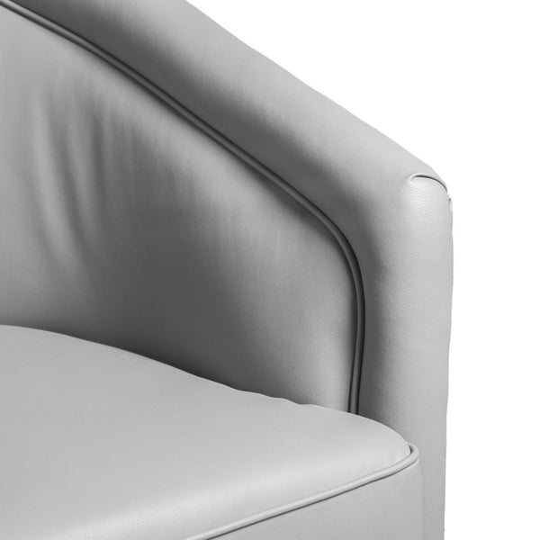 English Elm Dean Club Style Barrel Accent Armchair with 360° Swivel Base for Stylish Comfort in Any Space Gray LeatherSoft BS-AC22-064-GRYPU-GG