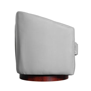 English Elm Dean Club Style Barrel Accent Armchair with 360° Swivel Base for Stylish Comfort in Any Space Gray LeatherSoft BS-AC22-064-GRYPU-GG