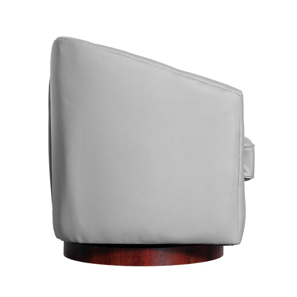 English Elm Dean Club Style Barrel Accent Armchair with 360° Swivel Base for Stylish Comfort in Any Space Gray LeatherSoft BS-AC22-064-GRYPU-GG