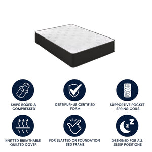 English Elm Dream Cooling Gel 12-Inch Hybrid Mattress for Restorative Sleep – CertiPUR-US Certified Comfort & Support White/Black Full BS-E230P-R-F-12-C-BK-GG