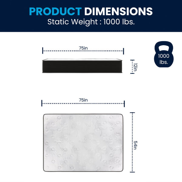 English Elm Dream Cooling Gel 12-Inch Hybrid Mattress for Restorative Sleep – CertiPUR-US Certified Comfort & Support White/Black Full BS-E230P-R-F-12-C-BK-GG