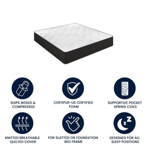 English Elm Dream Cooling Gel 12-Inch Hybrid Mattress for Restorative Sleep – CertiPUR-US Certified Comfort & Support White/Black King BS-E230P-R-K-12-C-BK-GG