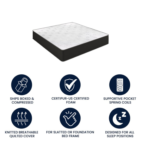 English Elm Dream Cooling Gel 12-Inch Hybrid Mattress for Restorative Sleep – CertiPUR-US Certified Comfort & Support White/Black King BS-E230P-R-K-12-C-BK-GG