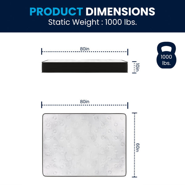 English Elm Dream Cooling Gel 10 Inch Hybrid Mattress with CertiPUR-US Foam & Pocket Springs for Ultimate Comfort White/Black Queen BS-E230P-R-Q-10-C-BK-GG