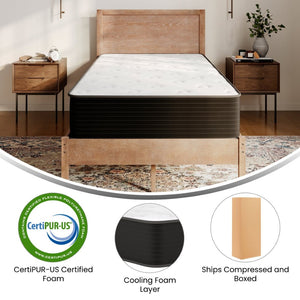 English Elm Dream Cooling Gel 10 Inch Hybrid Mattress with CertiPUR-US Foam & Pocket Springs for Ultimate Comfort White/Black Twin BS-E230P-R-T-10-C-BK-GG