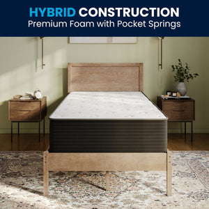 English Elm Dream Cooling Gel 12-Inch Hybrid Mattress for Restorative Sleep – CertiPUR-US Certified Comfort & Support White/Black Twin BS-E230P-R-T-12-C-BK-GG