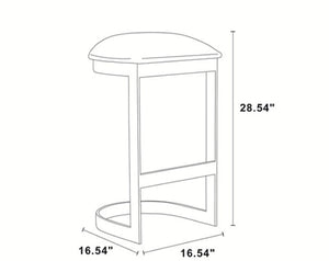 Manhattan Comfort Aura Modern Bar Stool White and Polished Brass BS006-WH
