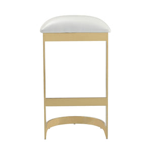 Manhattan Comfort Aura Modern Bar Stool White and Polished Brass BS006-WH