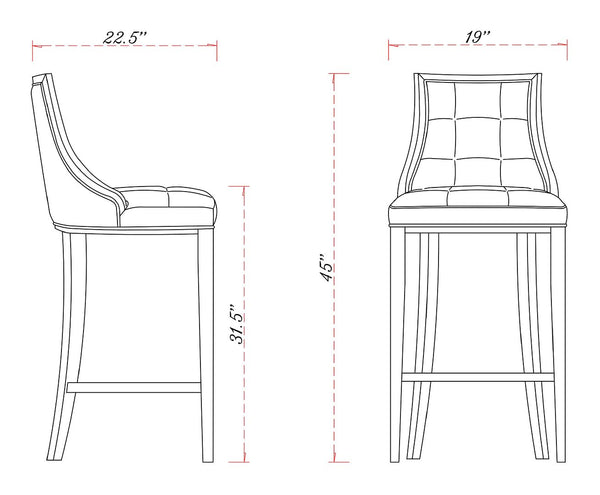 Manhattan Comfort Fifth Avenue Traditional Bar Stool Cream and Walnut BS007-CR