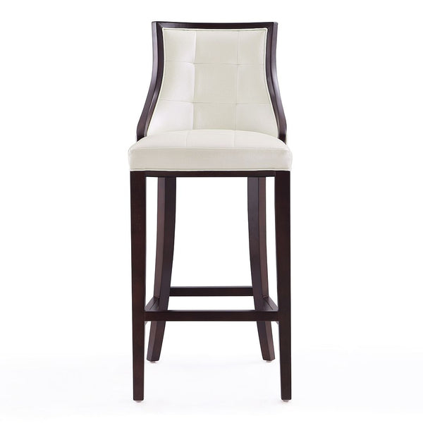 Manhattan Comfort Fifth Avenue Traditional Bar Stool Pearl White and Walnut BS007-PW