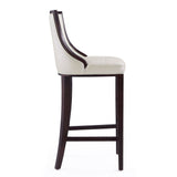 Manhattan Comfort Fifth Avenue Traditional Bar Stool Pearl White and Walnut BS007-PW