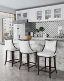 Manhattan Comfort Emperor Traditional Bar Stool (Set of 3) Pearl White and Walnut 3-BS008-PW