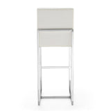 Manhattan Comfort Element Modern Bar Stool Pearl White and Polished Chrome BS010-PW