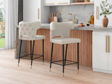 Manhattan Comfort Holguin Mid-Century Modern Bar Stool (Set of 3) Cream, Black and Gold 3-BS011-CR