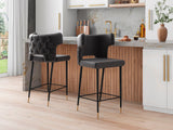 Manhattan Comfort Holguin Mid-Century Modern Bar Stool (Set of 3) Grey, Black and Gold 3-BS011-GY