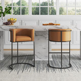 Manhattan Comfort Cosmopolitan Mid-Century Modern Bar Stool (Set of 2) Camel and Black 2-BS015-CL