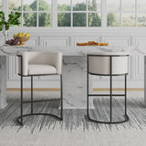 Manhattan Comfort Cosmopolitan Mid-Century Modern Bar Stool (Set of 2) Cream and Black 2-BS015-CR