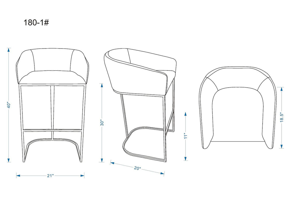 Manhattan Comfort Louvre Mid-Century Modern Bar Stool Cream and Titanium Gold BS016-CR