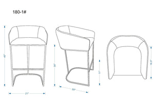 Louvre Barstool in Cream and Titanium Gold BS016-CR Manhattan Comfort