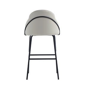 Manhattan Comfort Gracie Leatherette Barstool With Sculpted Curves And Steel Legs For Elegant Dining Spaces Stone And Black Steel Bs022-bst
