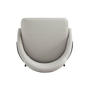 Manhattan Comfort Gracie Leatherette Barstool With Sculpted Curves And Steel Legs For Elegant Dining Spaces Stone And Black Steel Bs022-bst