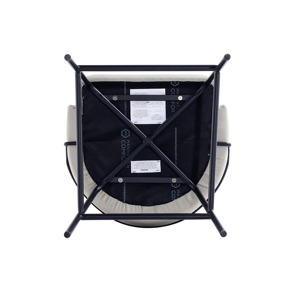 Manhattan Comfort Gracie Leatherette Barstool With Sculpted Curves And Steel Legs For Elegant Dining Spaces Stone And Black Steel Bs022-bst