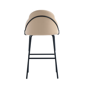 Manhattan Comfort Gracie Leatherette Barstool With Sculpted Curves And Steel Legs For Elegant Dining Spaces Tan And Black Steel Bs022-btn