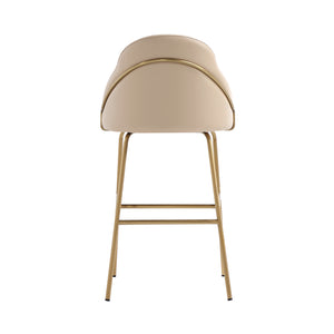 Manhattan Comfort Gracie Leatherette Barstool With Sculpted Curves And Steel Legs For Elegant Dining Spaces Tan And Gold Steel Bs022-gtn