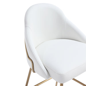 Manhattan Comfort Gracie Leatherette Barstool With Sculpted Curves And Steel Legs For Elegant Dining Spaces White And Gold Steel Bs022-gwh