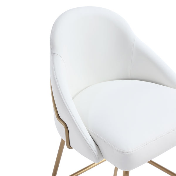 Manhattan Comfort Gracie Leatherette Barstool With Sculpted Curves And Steel Legs For Elegant Dining Spaces White And Gold Steel Bs022-gwh
